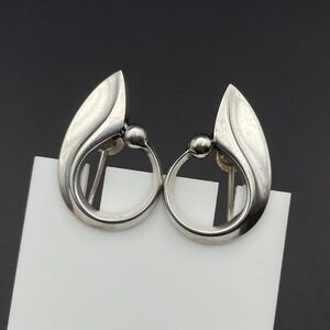 Vintage Denmark Hans Hansen‎ #422 Sterling Silver Screw Back Earrings Modernist
